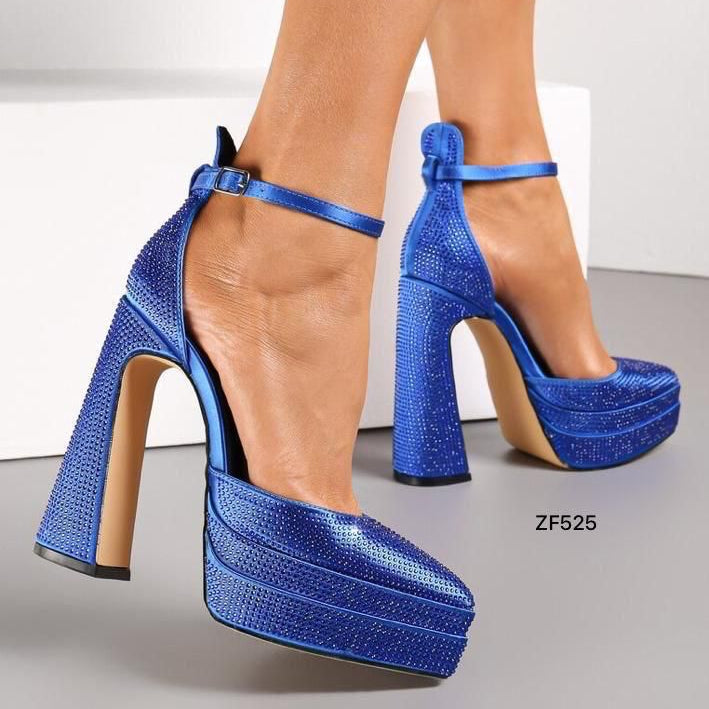 Tacon azul apliques brillantes plataforma 4cm tacon 14cm LD-1167 C2